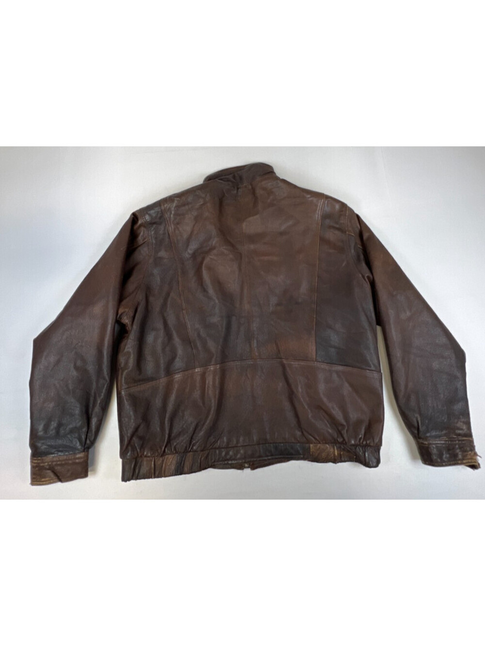Ash Creek Trading Vintage Brown Leather Bomber Jacket Mens XL Paisley Lining - Picture 11 of 13